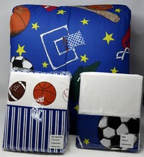 NEW Sports Baseball Soccer Boys Kids TWIN 6PC Comforter Bedding Sham Sheet Set