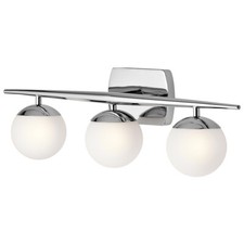 Image of IP44 3 Bulb Wall Light Satin Etched Cased Opal Globes Chrome LED G9 3.5W