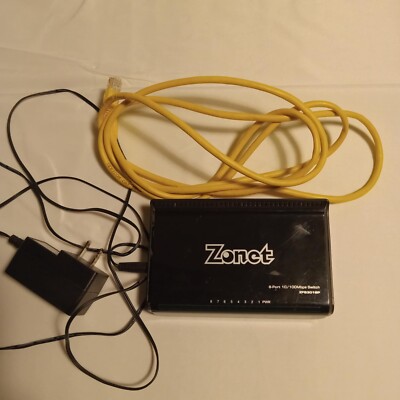 ZONET ZFS3018P ETHERNET SWITCH 10/100Mbps 8-PORT / POWER SUPPLY / CABLE