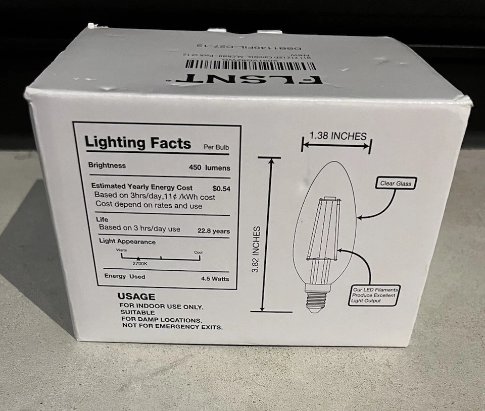 NEW 12Pack Dimmable Retro Bulb E12 LED 40Watts 410 Lumens 2500K Sunrise White - Image 2 of 3