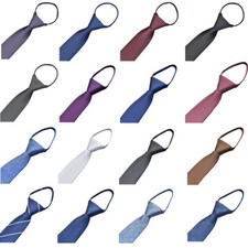 Mens 6cm Zip Up Pre Tie Ties Wedding High Quality Neckties