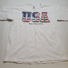USA American Flag T-Shirt Mens L Patriotic White Tee 2015  62