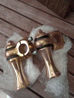 Motorcycle 1" Dog Bone Handlebar Risers Harley Chopper Bobber Cafe Racer Brass
