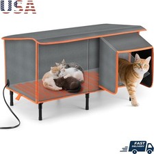 Heated Cat House Outdoor Waterproof Insulated Pad Safe Shelter Feral Pets New