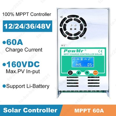 MPPT 60A Solarladeregler Solarmodule Regler 12V 24V 36V 48V Auto Max PV 160VDC