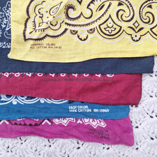 Vtg Lof of 5 Bandanas Made in USA Paisley Fast Color Cotton Hav A Hank