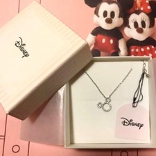Disney Mickey Mouse Pendant Necklace SV925 Sterling Silver 38cm New Sale
