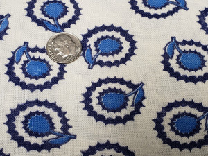 BEST Vintage Feedsack Flour Sack Fabric 40s Art Deco Flowers Blue Remnant Quilt