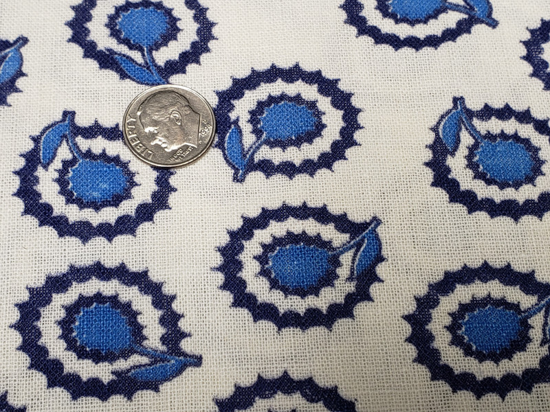 BEST Vintage Feedsack Flour Sack Fabric 40s Art Deco Flowers Blue Remnant Quilt