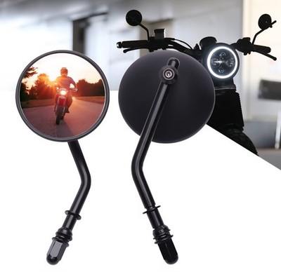 DREAMIZER 3'' Motorcycle Vintage Mirrors Round Rear View Mirror Black,Round 