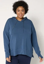 Belle by Kim Gravel Body ScubaLuxe Pop Color Hoodie Sweatshirt Indigo S New