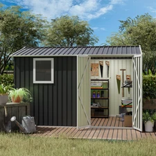 9x6 FT Metal Garden Shed Tool House Storage Shed with Window for Patio Backyard
