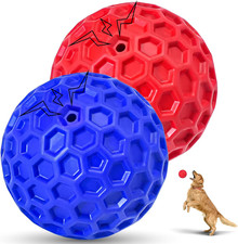 2 Pack Indestructible Squeaky Dog Balls for Aggressive Chewers, Interactive Dog
