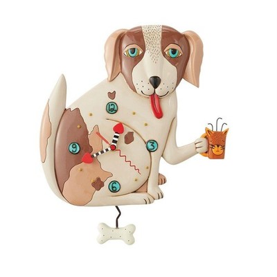 Allen Wall Clock with Pendulum - Dog holding Cat Mug