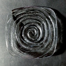 SIMON PEARCE  THETFORD SQUARE PLATE, Hand Made, Art Glass, 6", Made in USA