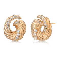 Gold Stud Earrings for Women - Dainty 14K Gold Plated Swirl Earri