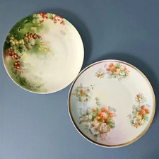 Pair Porcelain Fruit Berries & Foliage Plates: KPM Berlin & Imperial Austria