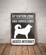 Plaque métal vintage Accès interdit chien Malamute Panneau Décoration Déco