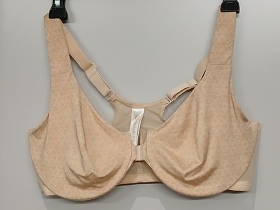 DELIMIRA FRONT CLOSE RACERBACK FULL COVERAGE PLUNGE UW BRA W542Y BEIGE 42C NWOT