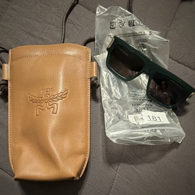 MCM MW0019 96E Men's Square Green Plastic Sunglasses Gray Tinted Lenses