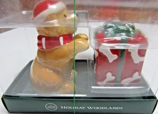 Winter Wonder Lane Christmas Dog & Present Salt & Pepper Shakers,  BRAND NEW