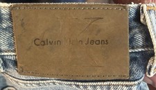 Calvin Klein Jeans Men  s Blue Denim Jeans Straight Easy Fit Mid Rise Stone Wash