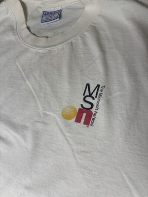 Vintage 90s Microsoft Network Promo Tech T Shirt Single Stitch XL Front