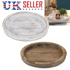 Round Wooden Decorative Tray- Wood Candle Tray Rustic Candle Plate Farmhouse M