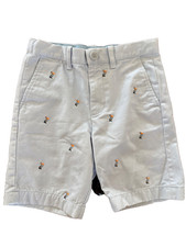 J Crew Crewcuts Boys Shorts Sz 7 Gray Embroidered Ducks Cotton Preppy EXCELLENT