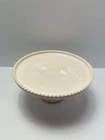 Vintage Jeanette Shell Pink Milk Glass CAKE STAND Pedestal Plate Beaded Edge 10"