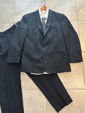 Tuxedo Junction 2-Piece Tux Suit Black Satin Stripe Pants 30-32" Coat Jacket 40R