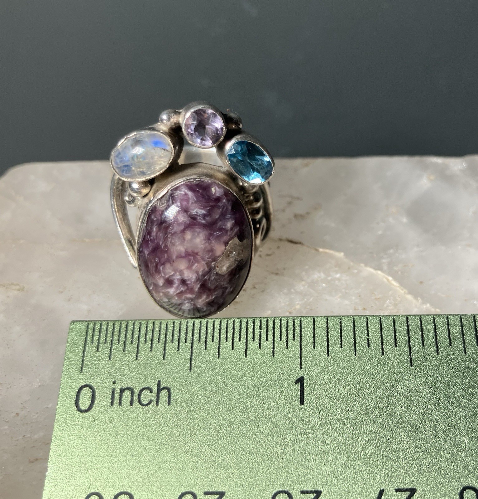 Sterling Silver Charoite Statement Ring Size 7.5 … - image 4