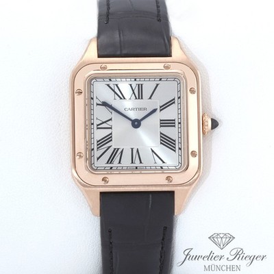 Cartier Santos Dumont Kleines Modell Rosegold 750 2021 WGSA0022 Gold Leder