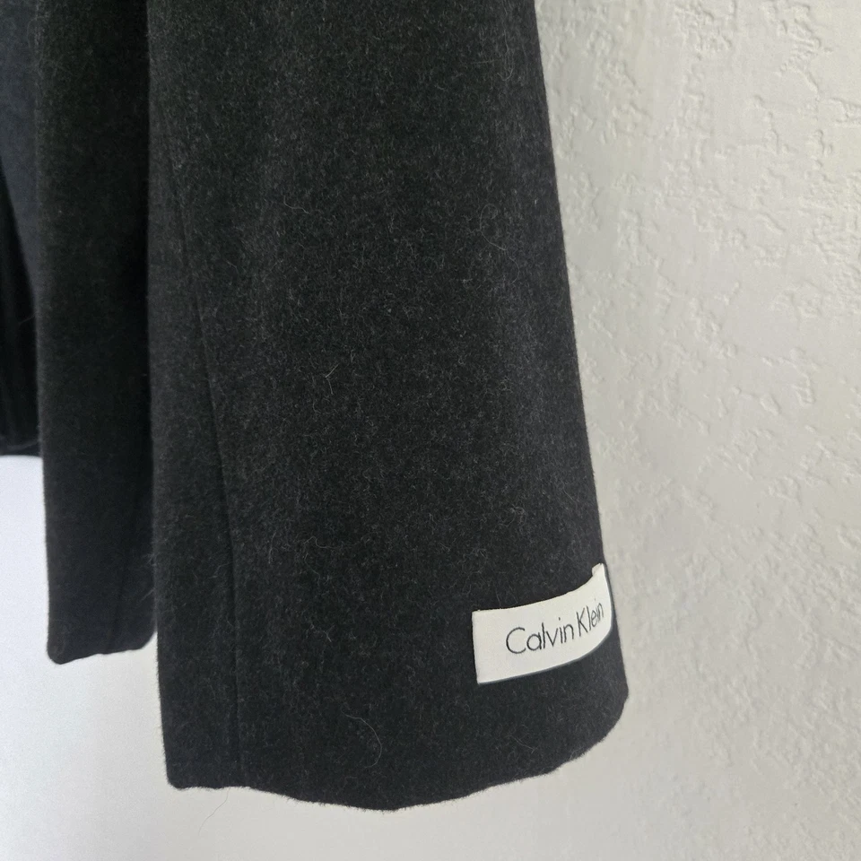 Calvin Klein Mens XL Wool Blend Winter Coat Charcoal Grey Classic - Image 4 of 4
