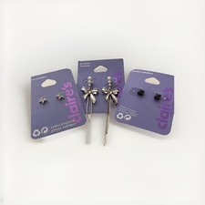 New Claire  s Sensitive Solutions Jewelry Pierced Earrings 3 Pair Lot