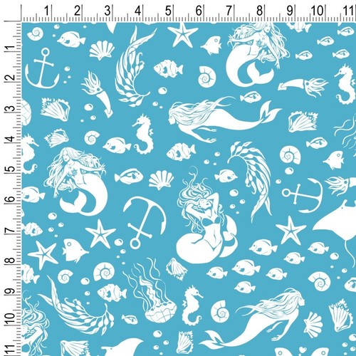 Blue Mermaid Pattern Seashells Fish Premium Roll Gift Wrap Wrapping Paper - 第 2/3 張圖片