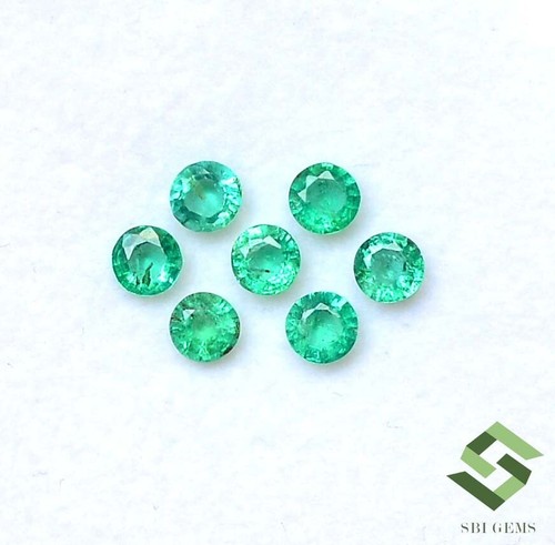 3.50 mm Natural Emerald Round Cut Lot 07 Pcs 1.28 CTS Calibrated Loose Gemstones - Picture 2 of 7