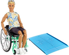 Barbie Ken Fashionistas Doll #167 with Wheelchair & Ramp Wearing Removable Tie-D