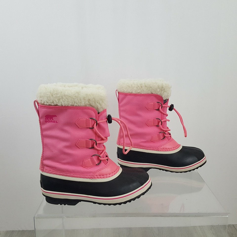 WOMENS SOREL PINK LEATHER FAUX SHEEPSKIN WATERPROOF WINTER/SNOW BOOTS