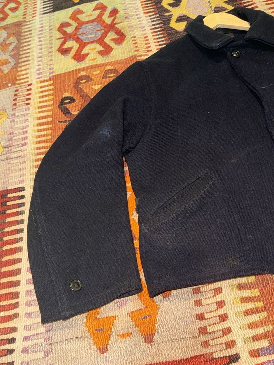 1930s double duty cropped wool work jacket navy sz 44 xl 1930s double duty cropped wool work jacket navy sz 44 xl