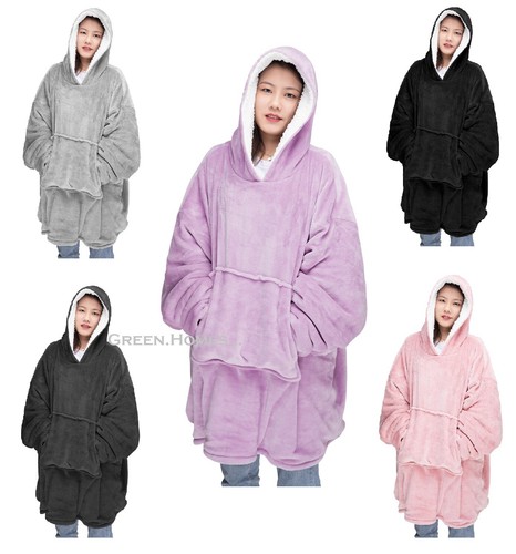 SOFT WARM GIANT SHERPA PLUSH TEDDY SWEATSHIRT FUR OVERSIZED CHECK HOODIE REVERSE - Picture 4 of 32
