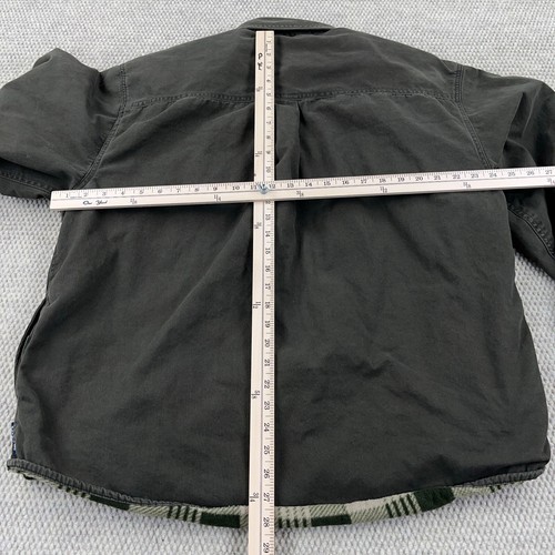 Chaps Shacket Men XXL Twill Button Up Fleece Blanket Lined Jacket Shirt Green * - Picture 12 of 16