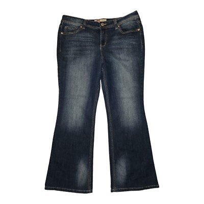 Sophia Hipster Flare Jeans Women's 17 Short Blue Denim Embroidered  Casual