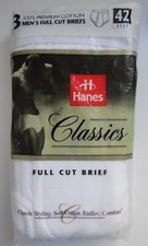 Vintage Hanes Underwear Classics Full Cut Briefs 3 Pack Size 42 NEW 1998 NOS