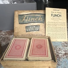 Vintage Card Game   Flinch With Instructions Original box 1934 Parker Bros. Used