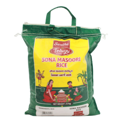 Telugu - 5kg Sona Masoori Reis Mittelkörnig Aromatisch Medium Grain Indian Rice