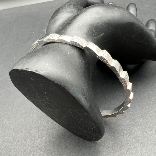 Vintage Kramer Armband Stufen glänzend gebürstet silberfarben Armreif - Bild 3 von 6