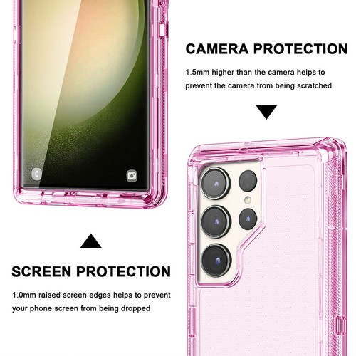 For Samsung Galaxy S23/Plus/Ultra Clear Case Rugged Hard Cover w/ Tempered Glass - Picture 5 of 36