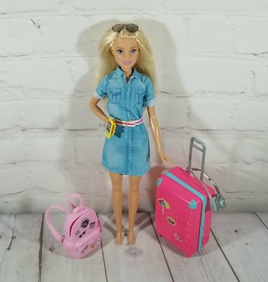 Best barbie suitcase walmart on Sale Barbie Dreamhouse Adventures Doll Travel Set Rolling Suitcase FWV25 Incomplete eBay