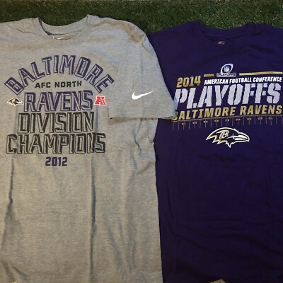 Lot NFL Baltimore Ravens 12’ Nike 14’ Playoff Tee Shirts Purple Gray  Size L